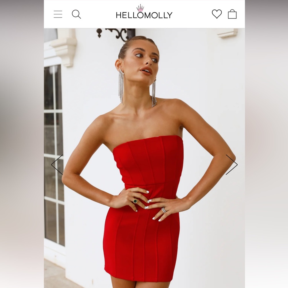 Hello Molly: red strapless cocktail dress, size small or 4
